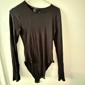 Forever 21 Black Ribbed Bodysuit